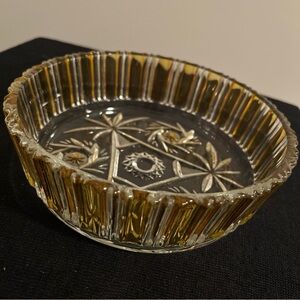 WALTHER Crystal Gold and Clear Glass Dish Sunburst pattern